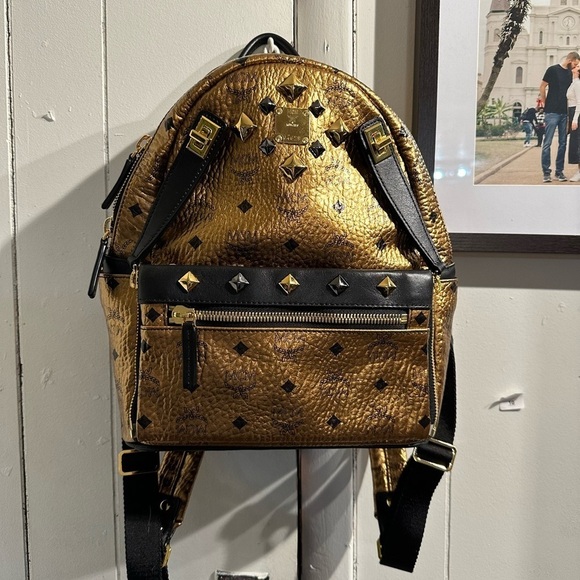MCM Handbags - AUTHENTIC MCM LIMTED EDITION GOLD BROZE Studded Backpack